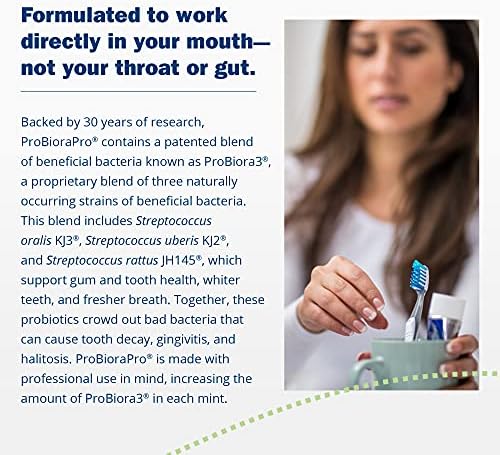 ProBiora Professional Strength Oral Probiotics for Teeth and Gums | Dental Probiotic for Oral Health | Bad Breath Treatment for Adults | Tooth Whitening | ProBiora3 Probiotic Blend | 90 Mint Tablets