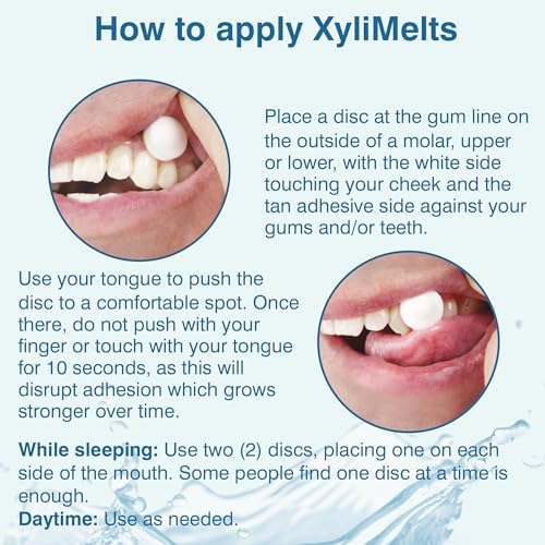 Oracoat XyliMelts for Dry Mouth Night Time or Day - Moisturizing Dry Mouth Adhering Discs, Sugar Free with Xylitol, 100 Count, Mild Mint Flavor, 8-Hour Relief