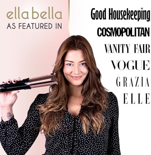 ELLA BELLA® Hair Straightener and Air Curler 2 in 1 • Titanium Flat Iron Curling Iron in One • Cooling Air Vents to Effortlessly Lock in Style • Multiple Looks, Professional Salon Results