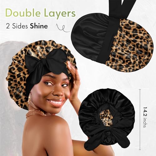 BONNET QUEEN Silk Bonnet for Sleeping Women Reversible Double Layer Satin Bonnet Hair Bonnet Night Sleep Cap for Curly Hair