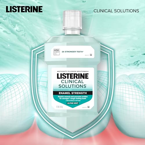 Listerine Clinical Solutions Mouthwash, Enamel Strength, Daily Anticavity Fluoride Mouthwash to Repair Tooth Enamel & Help Prevent Tooth Decay, Alpine Mint, 1 L, 2 Pack