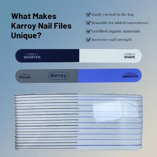 Nail File and Buffer for Natural Nails Dual Sided 4 Steps Shorten-Shape-Smooth-Polishing Nail Tools 20pcs