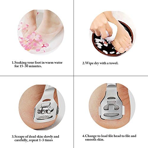 ZIZZON Foot Care Pedicure Callus Shaver Hard Skin Remover Wood Handle 70 Blades