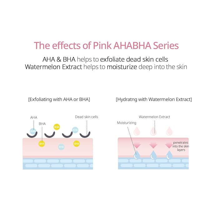 NACIFIC Pink AhaBha Triple Set (Toner 150ml, Serum 50ml, Cream 50ml) AHA, BHA, Watermelon extract Glow Moristurizing Hyaluronic Acid