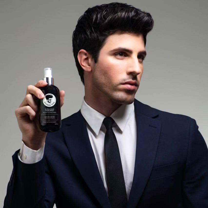 Avenue Man Extra Hold Fast Drying Hairspray with Herbal Extracts (8.5 oz) - All Day Firm Hold for All Hair Types, Paraben-Free