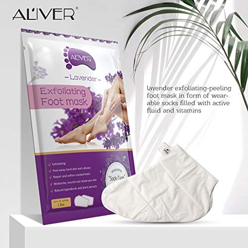 Foot Peeling Mask - 5 Pack, Exfoliating Mask Make Feet Baby Soft, Foot Mask for Dry Cracked Skin, Peeling Away Dead Skin, Calluses - Lavender