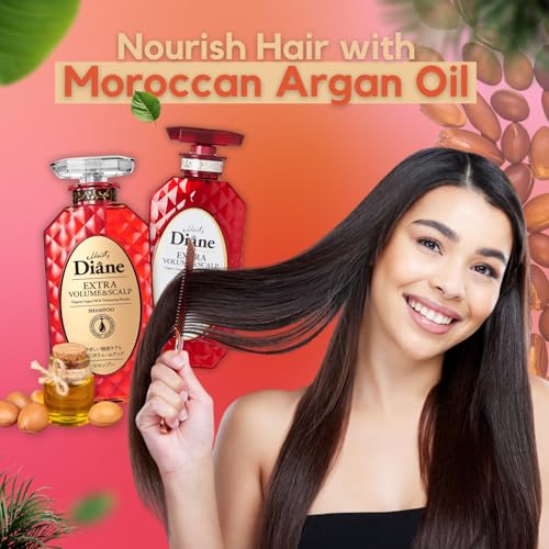 Moist Diane Hair Fall Shampoo and Conditioner Set for Fine Hair, Anti Hair Loss Shampoo for Women & Men by Argan Oil, Keratin & Ceramides from Japan, Silicone & Sulfate Free 30.4 Fl Oz VOLUME & SCALP