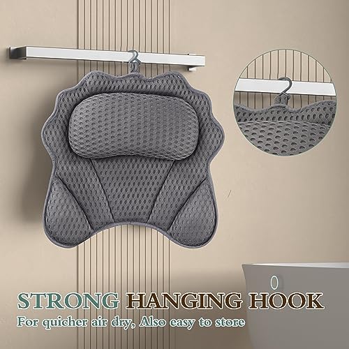 Bath Pillow RUVINCE Ergonomic Luxury Bathtub Pillow with Head,Neck, Shoulder and Back Support, 4D Bath Pillows for tub with 6 Powerful Suction Cups, Fits All Bathtub