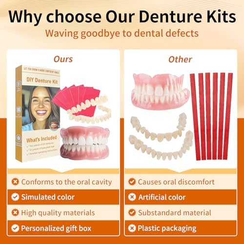 Denture Do it Yourself Full Set of Top and Bottom Fake Teeth to Create Your Perfect Smile at Home-NN02