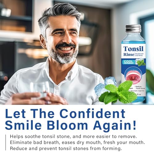 Tonsil Stone Remover, Nature Tonsil Stone Mouthwash or Oral Rinse Liquid to Remove Bad Breath, Soothe Dry Mouth & Fresh Breath, Tonsil Stone Removal Liquid, 4Fl Oz