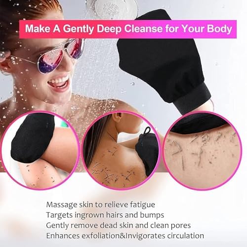 Cheekyglo Exfoliating Glove, Cheeky Glow Exfoliating Glove, Cheekyglo Silk Exfoliating Mitt, Cheekyglo Glove, Exfoliating Mitts for Dead Skin Remove (Pink)