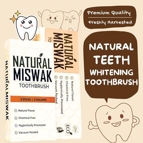Miswak Sticks for Teeth, Natural Toothbrush, No Toothpaste Needed, Miswak Toothbrush Stick also known as Siwak Chew Sticks for Humans, Meswak, مسواك