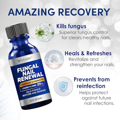 2 Bottle Toenail Fungus Treatment Extra Strength, 25% Undecylenic Acid, Tea Tree Oil, Toe Nail Fungus Treatments, Toe Fungus Treatment for Toenail