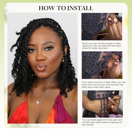poetically 16 Inch Afro Kinkys Bulk Human Hair Afro Kinky-Curly Human Hair Bundles for Mini Twist 50g/Pack Natural Black 4C Dreadlock Extensions for Permanent Sister Locs/Mini Twists/Braids/Repair