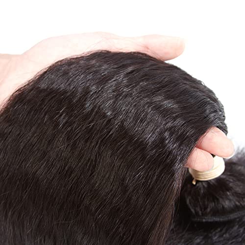 Kinky Straight Bundles, Kerriana 20 22 24 Inch Human Hair Bundles 100% Unprocessed Brazilian 3 bundles For Black Women Natural Black Color