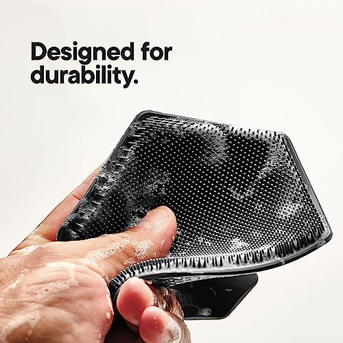 TOOLETRIES The Ultimate Scrubber Set - with 2X Scrubbers & Holders - Silicone Toiletry Organizer, Shower & Bathroom Accessory - Features Silicone-Grip Technology, Removable & Reusable - Charcoal