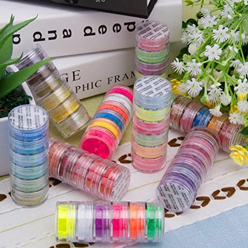 Duufin 54 Colors Nail Pigment Powder Colorful Luminous Powder Iridescent Pearlescent Pigment for Nails Art, Body and Crafts