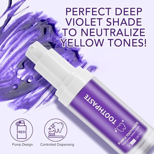 Purple Toothpaste, Teeth Whitening Colour Corrector Toothpaste for Teeth Whitening, Color Correcting Technology, Natural Removal Surface Stain