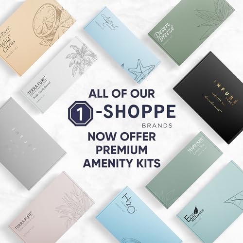 Terra Pure Green Tea Amenity Kit | Boxed Hotel Bulk Toiletries | 1 oz Shampoo, Conditioner, Lotion, Body Wash, Body Bar Soap for Guest Hospitality Vacation Rentals | 15 Sets/Case