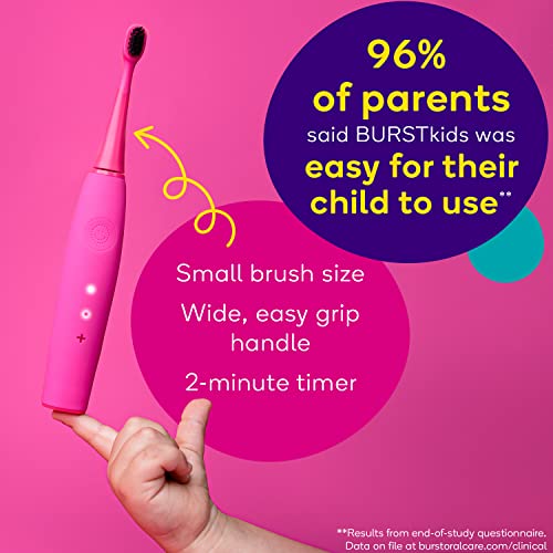 Burst Kids & Toddlers Electric Toothbrush (Blue) | Soft Bristles | Two Minute Timer | Rechargeable Battery | Easy-Grip Silicone Handle | 2 Modes for Healthy Smiles | Ages 3+