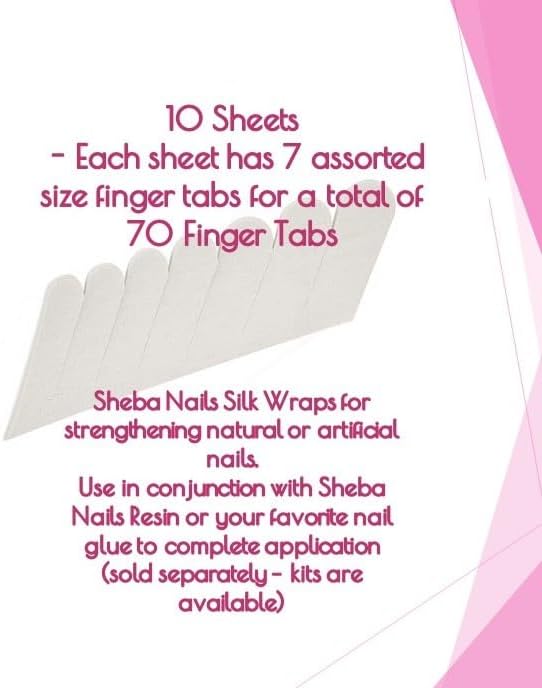 SHEBA NAILS Silk Nail Wrap Self-Adhesive Pre Cut Fingers - White, 70 Finger Tabs