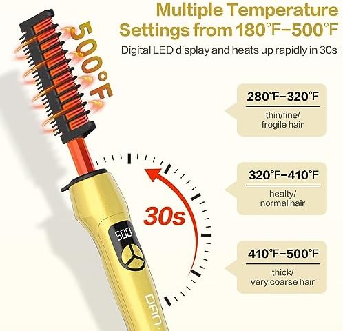 Electric Hot Comb Titanium Anti-Scald Straightening Comb for Wigs, Pressing Combs for Black Women Hair, Fast Heating Straightening and Styling for All Hair Types