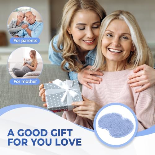 Shower Foot Scrubber Mat with Non-Slip Suction Cups, Foot and Back Cleaning Pad, Silicone Exfoliating Pad, Anti-Slip Bathroom Shower Foot Pad with Suction Cups and Drainage Holes (Blue)