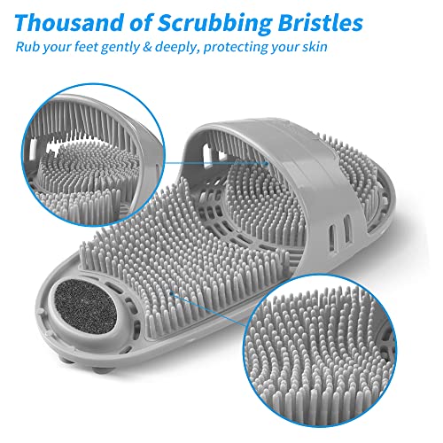 Silicone Shower Foot Scrubber Personal Foot Massage and Cleaning with Soft Silicone Bristles and Non-Slip Suction Cups, Foot Scrubbers for Use in Shower Men and Women (1PCS Gray)