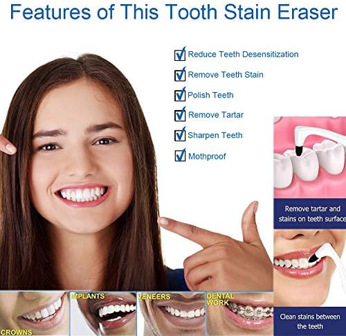 Tooth Stain Remover, Dental Plaque Tool, Tartar Eraser Polisher, Professional Teeth Whitening Polishing Cleaning Kit, Home Calculus Removal Effectively, NOT Electric Cleaner Brush/Dentist