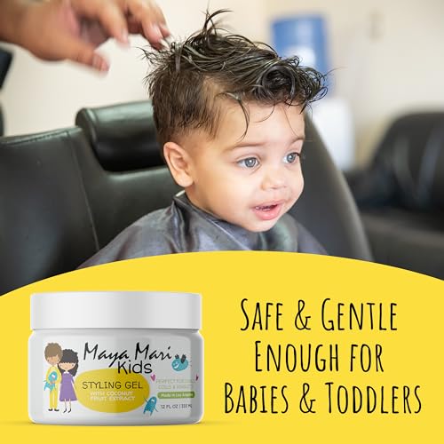 Kids Hair Styling Gel with Coconut Fruit Extract | Safe & Gentle Baby Hair Gel for Toddlers | Sulfate-Free Hair Gel for Boys & Girls, 12 oz
