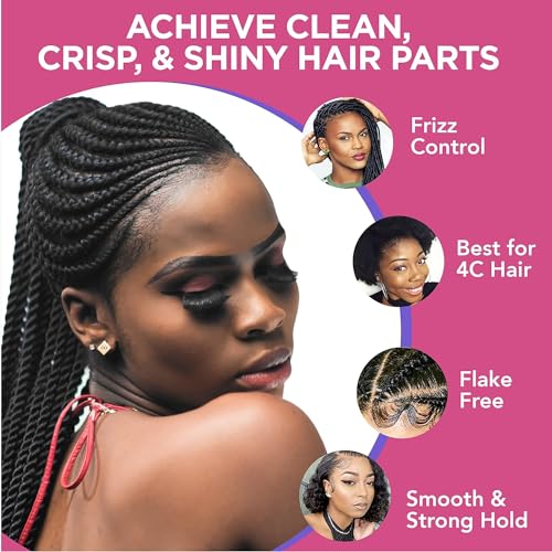 Esha Slick N Slay Braiding Gel – 3-in-1 Ultra Extreme Hold Hydrating Conditioning Shining Gel for Hair – Fast Dry Locking Gel for Locs, Twists, Braids (Apple, 17 Oz.)