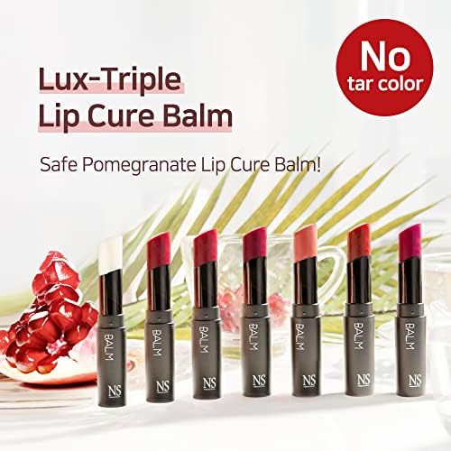 Lux Triple Lip Cure Balm (0.17 oz) (FLORA (Red Grapefruit)) 4 million units sold in Korea, Natural Tinted Korean Lip Balm, Petroleum/Paraben Free, Lip Butter,lip balm hydrating,tinted moisturizer