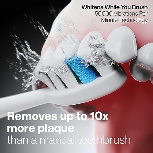 Aquasonic Vibe Series PRO – Ultra-Whitening Electric Toothbrush – 5 Modes & Smart Timers – Premium Travel Case & 6 Proflex Brush Heads – ADA Accepted Toothbrush (Rose Gold)