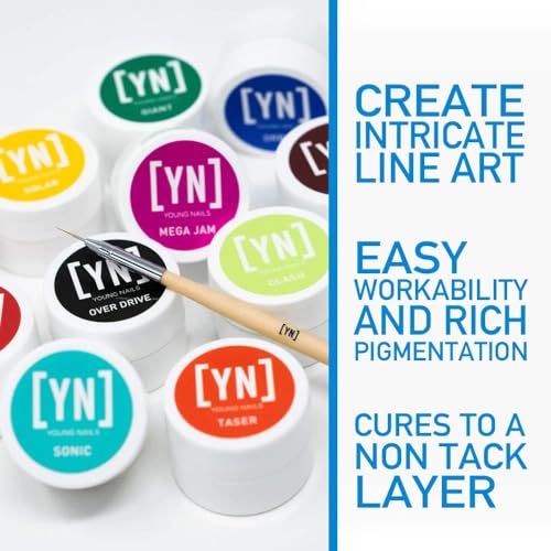 Young Nails Mission Control Gel Paint for Nails, Precision Gel Paint for Detailed Nail Art, Cure with Zero Tacky Layer, 5 grams.