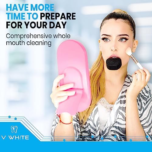 V-White U-Shaped Replacement Head for Ultrasonic Toothbrush - New Improved Design, 75% Faster, Effective Whole Mouth Deep Clean & Massage, Thinner Soft Food Grade Silicone Bristles - Adult (1-Pack)…