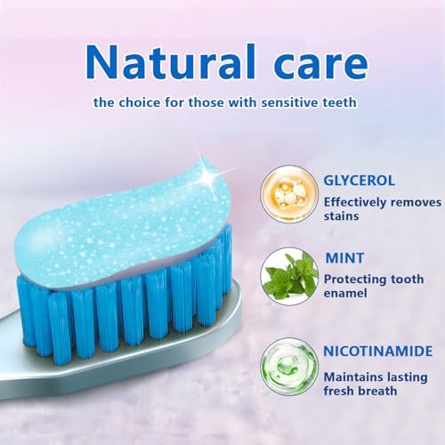 Niacinamide Whitening Toothpaste, Effectively Whitens Teeth, Protects Tooth Enamel, Freshens Breath 24 Hours, Fluoride-Free Formula is Suitable for Sensitive Teeth