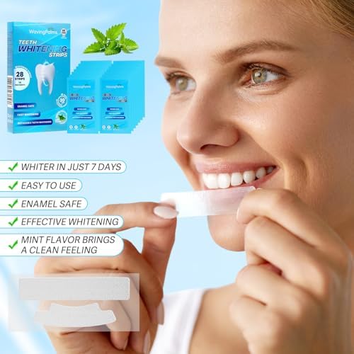Waving Palms Teeth whitening Strips for Tooth White: Professional Dental Teeth whitening Strips - 28 whitening Strips- White Strips for Teeth whitening for The Perfect Smile, Blue