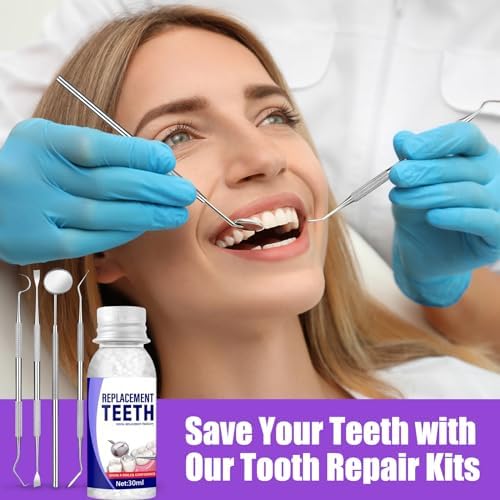 Tooth Repair Kit, Moldable Tooth Filling Repair Kit with 4 Dental Tools, Fixing The Missing and Broken Tooth Replacements, Make You Smile Confident Again