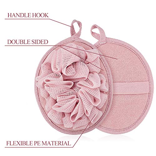 Boao 6 Pcs Bath Shower Pouf Sponge Mesh Pouf Shower Ball Exfoliating Body Sponge Pad Scrubber Glove with Flower Bath Ball (Multi-Color)