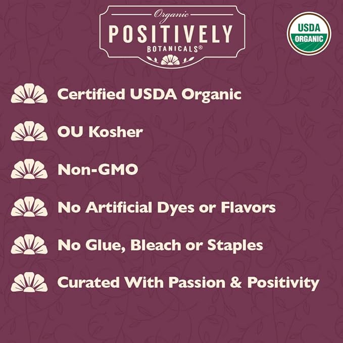 Organic Positively Botanicals Company, Tulsi Leaf Herbal Tea Bags, 20 Count