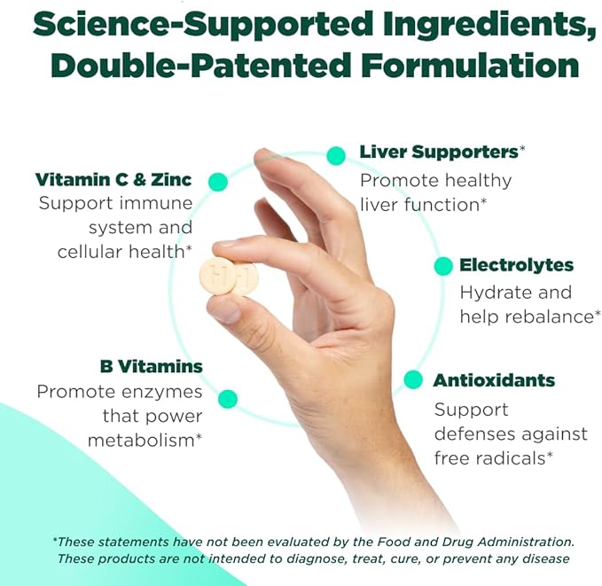 The Anytime You Drink Vitamin, Liver Health & Immunity Support with Electrolytes, Milk Thistle, and Vitamins B & C - 40 Chewable Tablets (20 Servings), Vegan, Black Cherry