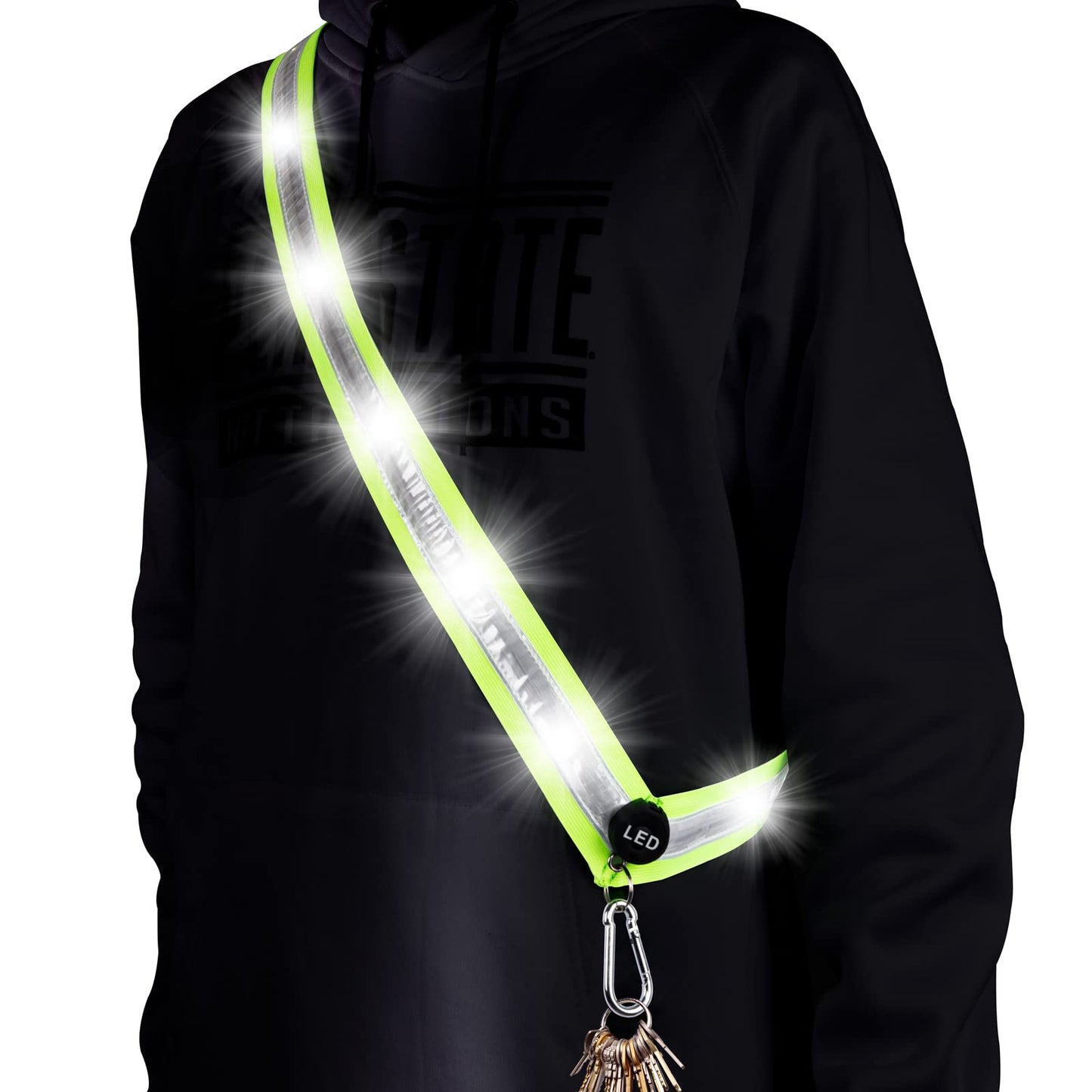 OLIKER LED Night Running Gear High Visibility LED Flashing Sash Outdoor Running Cycling Hiking Jogging Rechargeable Illuminating Gear for Men and Women Night Safety Walking Gear (Green A)