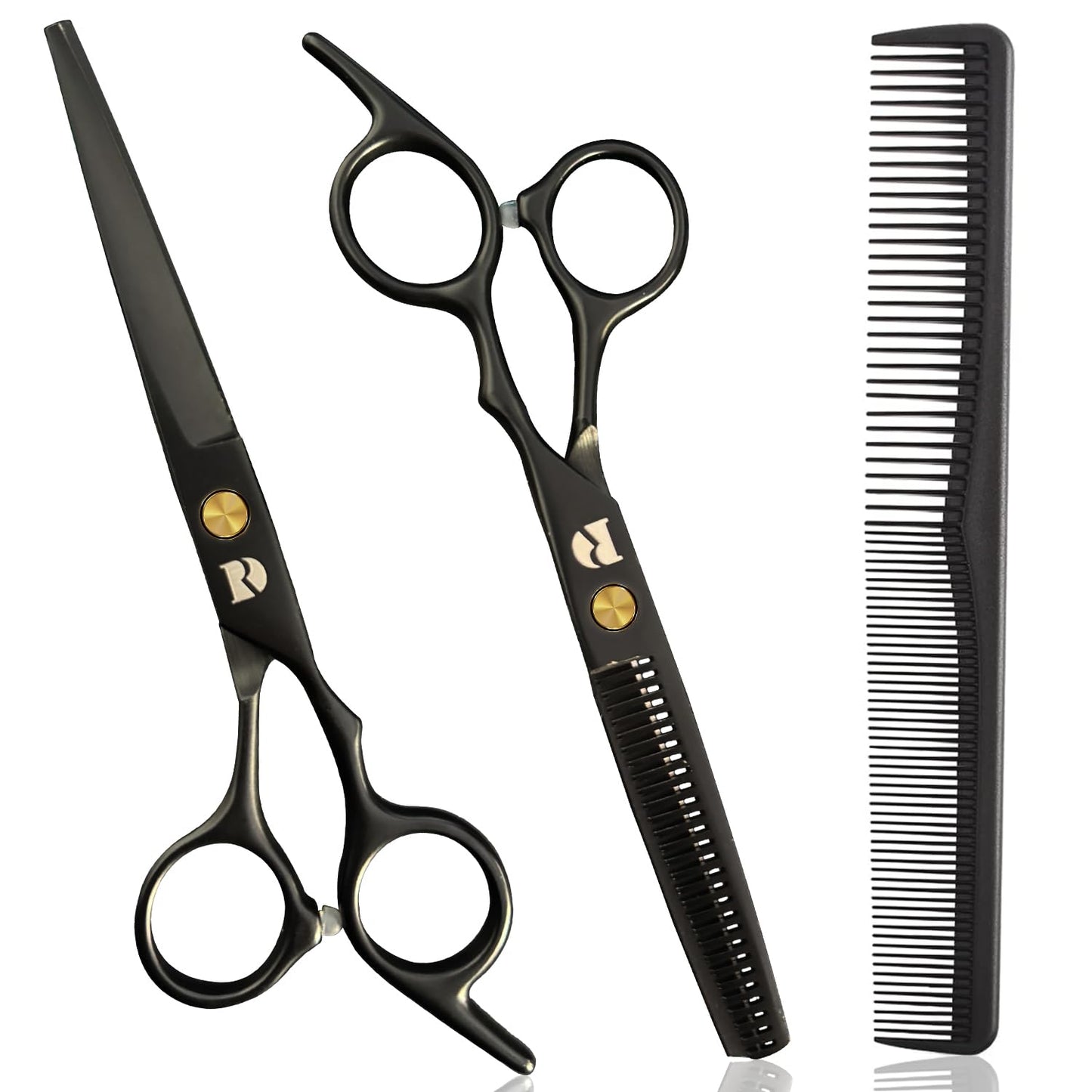 Professional Hair Cutting Shears,6 Inch Hairdressing Shears Barber Hair Scissors Edge Razor Sharp Blades Haircut Scissors for Men Women Kids Japan 440c Stainless Steel (Rainbow) (Black)