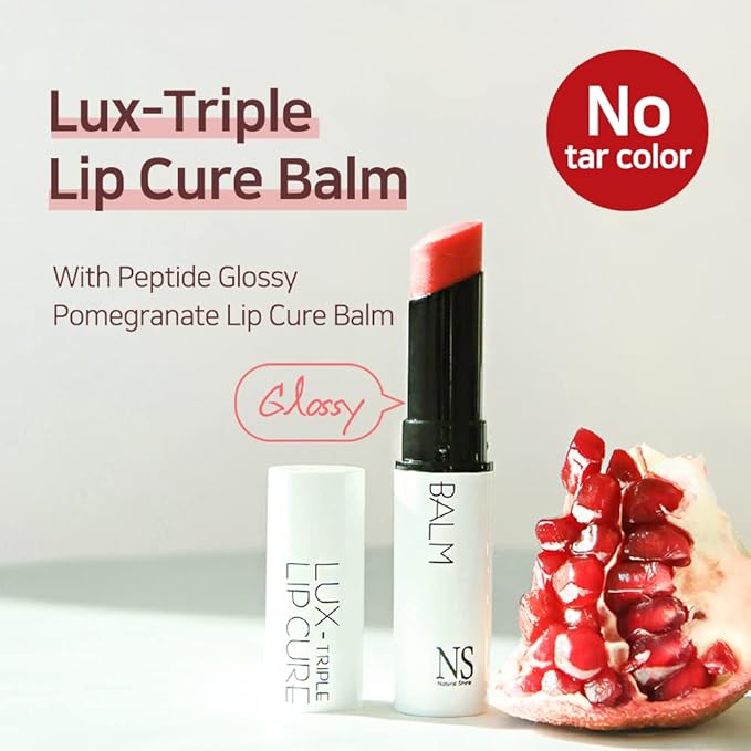 Lux Triple Lip CURE Glossy Balm HERA (Pink Red) (0.17oz) 4 million units sold in Korea, Natural Tinted Korean Lip Balm, Petroleum/Paraben Free, Lip Butter,lip balm hydrating