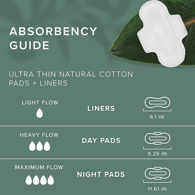 Veeda Natural Cotton Day Pads for Women - Heavy Flow Absorbent Ultra-Thin Feminine Pads with Wings - Hypoallergenic Period pads - Unscented & Chlorine free Sanitary Napkins - 42 Count