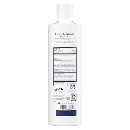 Dove Damage Therapy Derma Shampoo Dryness + Itch Pack of 6 for Flaky Scalp with Pyrithione Zinc and Coconut Oil 12 Fl Oz