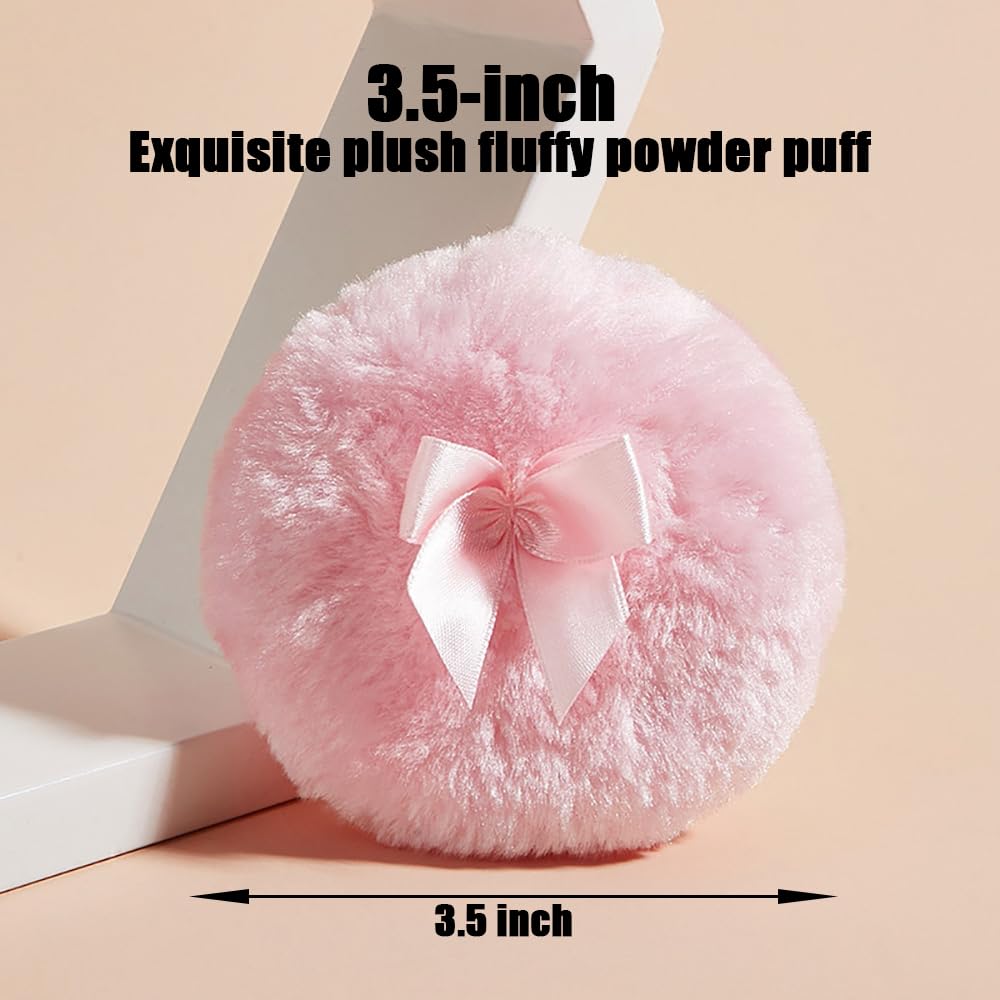 Luxury 4.2 Inch Glass Powder Container with 2 Plush Puffs｜Non-Sealed Refillable Organizer for Body Powder&Makeup｜Setting Powder Applicator w/Loose Powder Storage(Pointed Cylinder-Amber-Large)