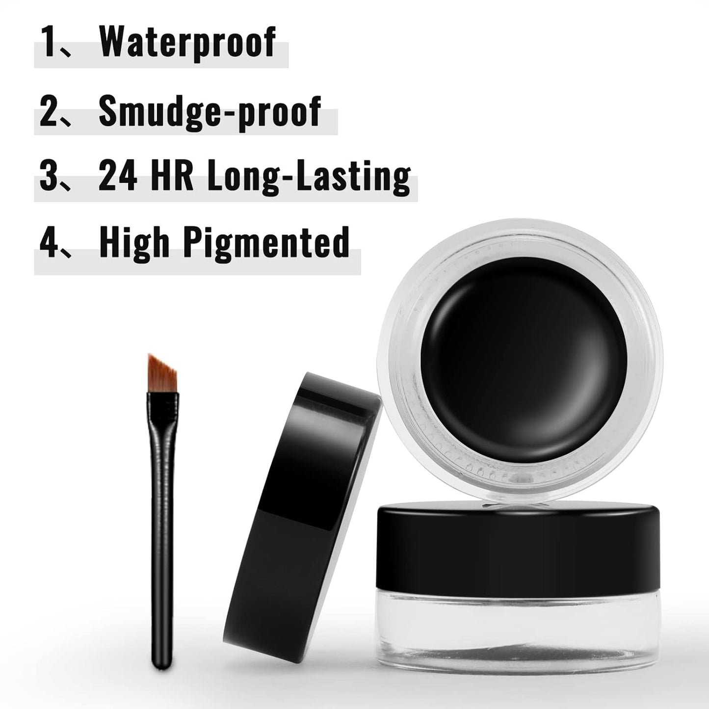 Erinde Green Gel Eyeliner, Waterproof Cream Eyeliner Gel Pot, High-Intensity Pigments Long Lasting Smudge-Proof Eye Liner Halloween Makeup, Waterline Matte Eye Liner with 2PCS Brushes, 05 Green