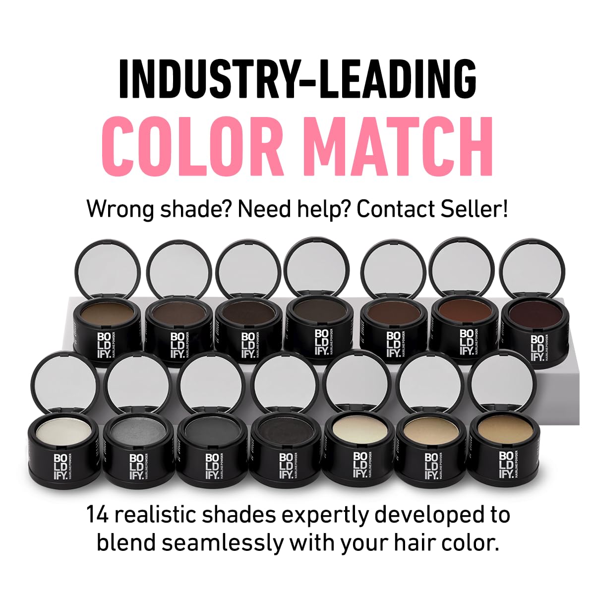 BOLDIFY Hairline Powder - Root Touch Up Hair Color for Gray Coverage - Bald Spot Concealing Hair Powder for Women & Men - 48-Hour Stain-Proof - Black