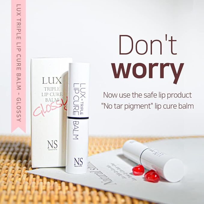 Lux Triple Lip CURE Glossy Balm HERA (Pink Red) (0.17oz) 4 million units sold in Korea, Natural Tinted Korean Lip Balm, Petroleum/Paraben Free, Lip Butter,lip balm hydrating